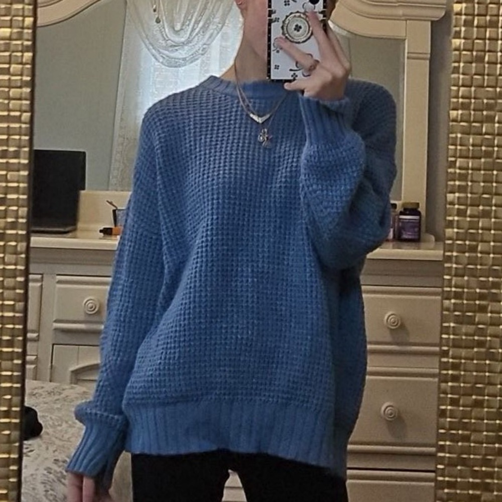American Eagle Outfitters Blue Crew Neck Sweater